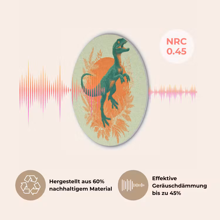 Dinosaurus - Groen - Planten - Cirkel Akoestische PET Vilt - Rond klein -USP_DE