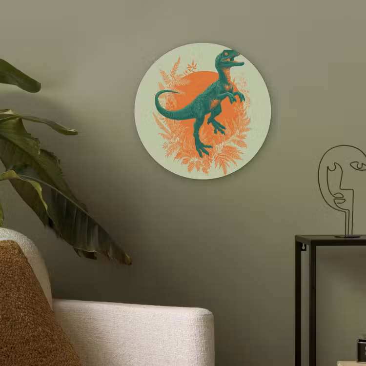 Dinosaurus - Groen - Planten - Cirkel Akoestische PET Vilt - Rond klein -sfeer2