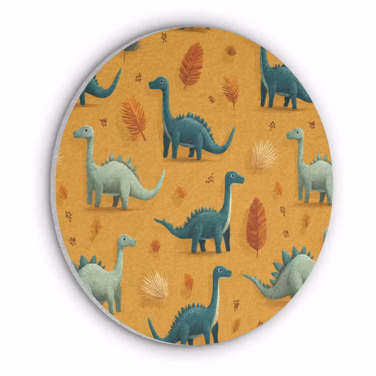 Dinosaurussen - Stekels - Herfstbladeren - Bruin Akoestische PET Vilt - Rond klein -3d