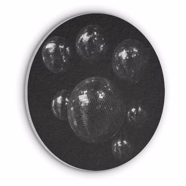 Discoballen - Minimalistisch - Zwart Akoestische PET Vilt - Rond klein -3d