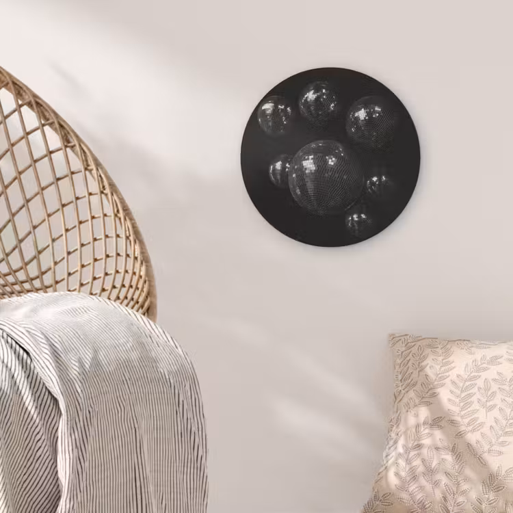Discoballen - Minimalistisch - Zwart Akoestische PET Vilt - Rond klein -sfeer4