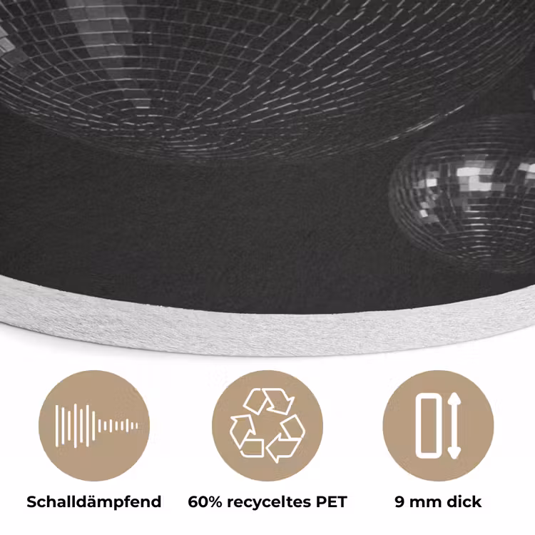 Discoballen - Minimalistisch - Zwart Akoestische PET Vilt - Rond klein -closeup_DE