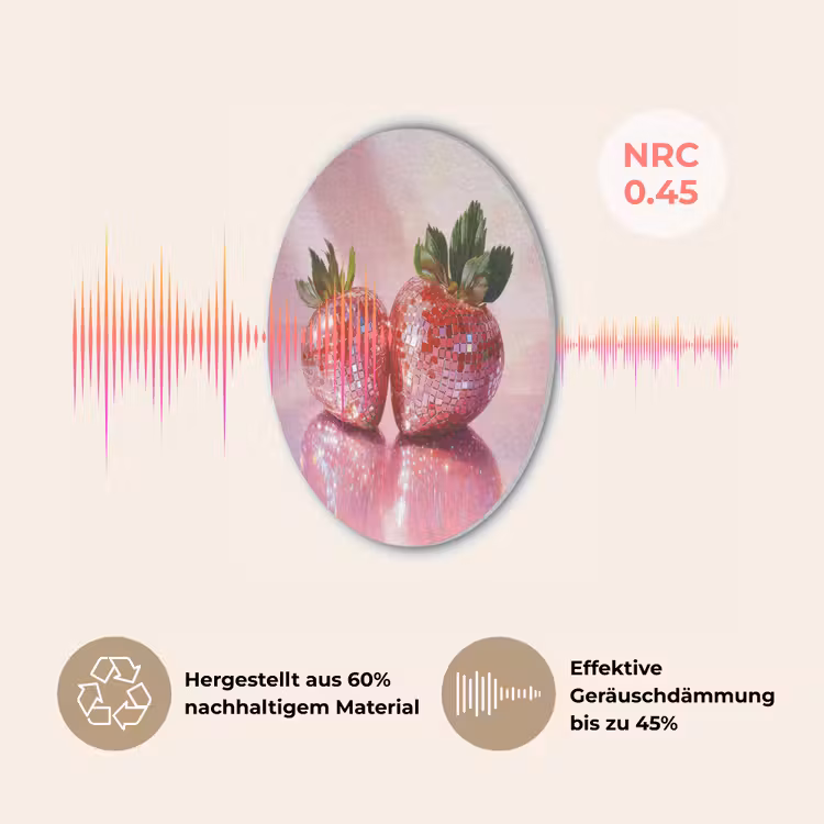 Disco - Fruit - Glitter - Strawberry Akoestische PET Vilt - Rond klein -USP_DE