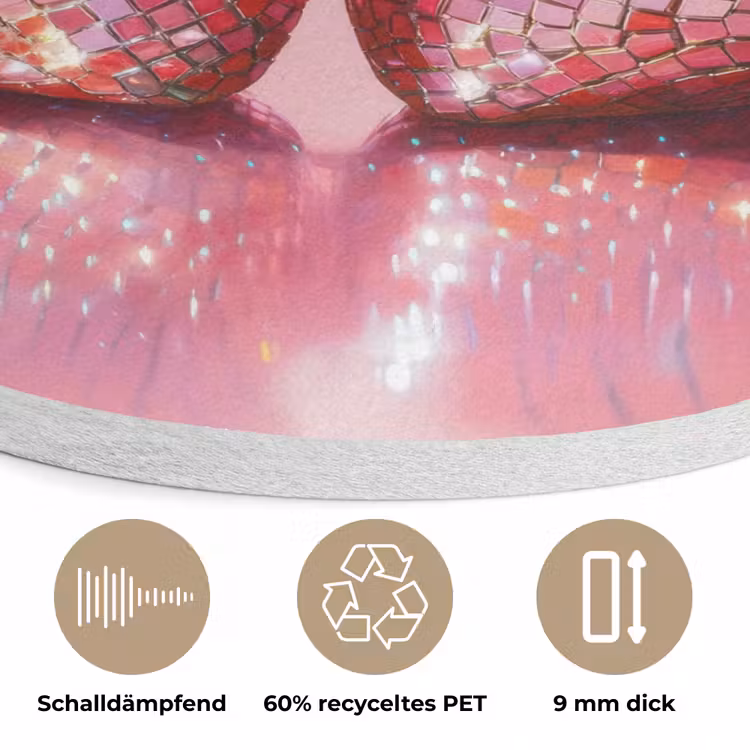 Disco - Fruit - Glitter - Strawberry Akoestische PET Vilt - Rond klein -closeup_DE
