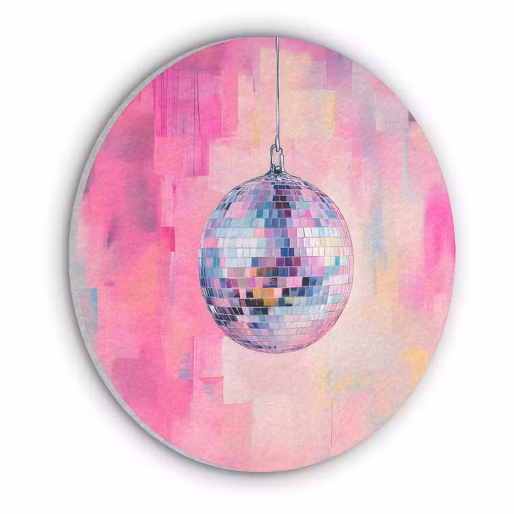 Discobal - Pink - Verf Akoestische PET Vilt - Rond klein -3d