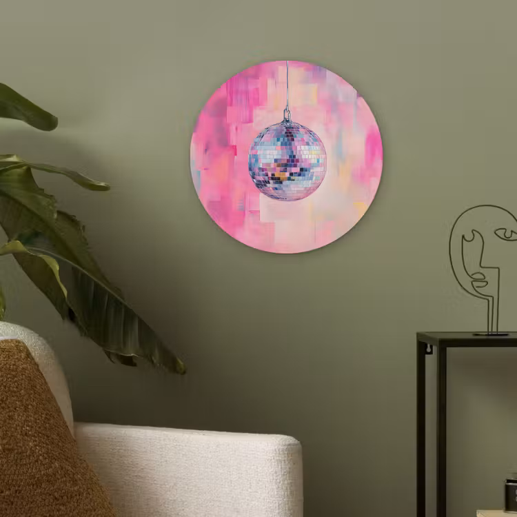 Discobal - Pink - Verf Akoestische PET Vilt - Rond klein -sfeer2