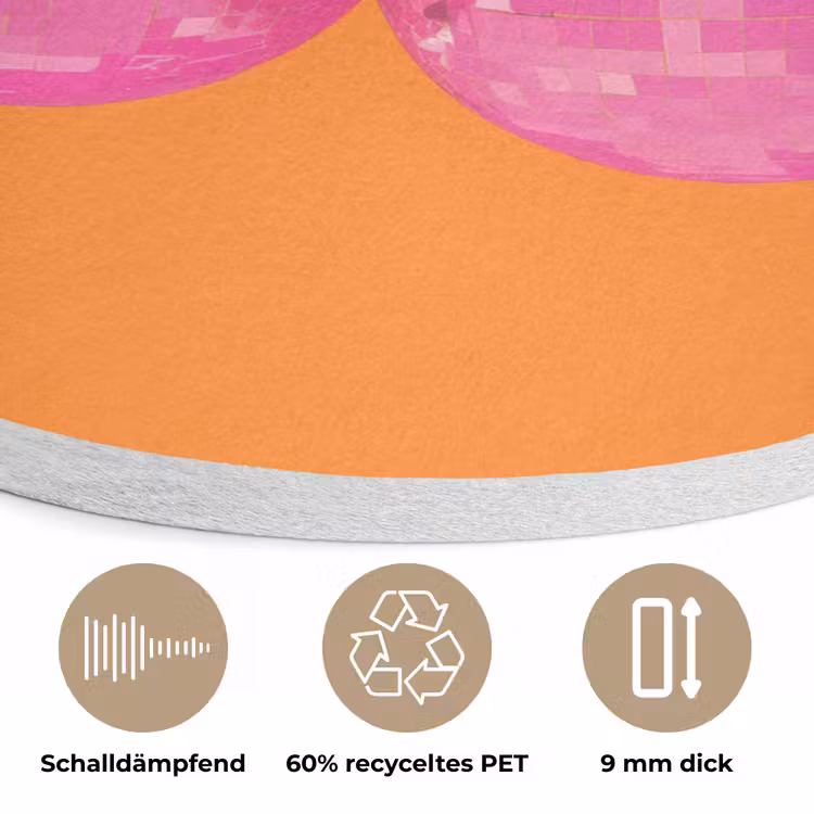 Discoballen - Kers - Spiegels - Roze Akoestische PET Vilt - Rond klein -closeup_DE