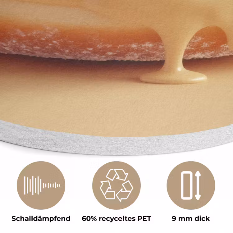 Donut - Romig - Poedersuiker - Beige Akoestische PET Vilt - Rond klein -closeup_DE