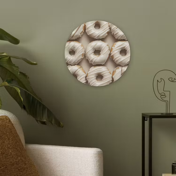Donuts - Chocolade - Wit - Beige Akoestische PET Vilt - Rond klein -sfeer2