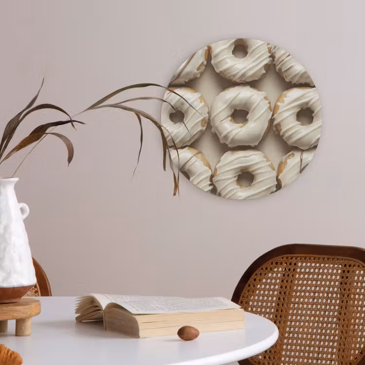 Donuts - Chocolade - Wit - Beige Akoestische PET Vilt - Rond klein -sfeer3