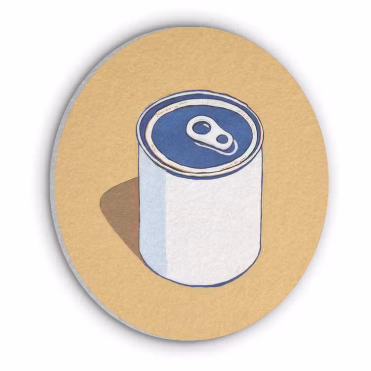 Blikje - Minimalistisch - Blauw - Illustratie Akoestische PET Vilt - Rond klein -3d