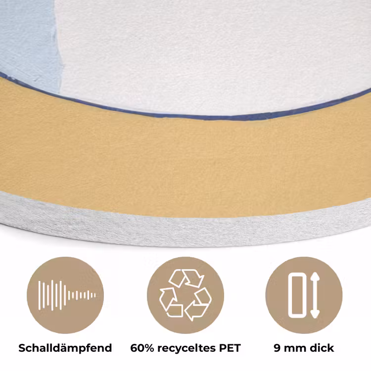 Blikje - Minimalistisch - Blauw - Illustratie Akoestische PET Vilt - Rond klein -closeup_DE