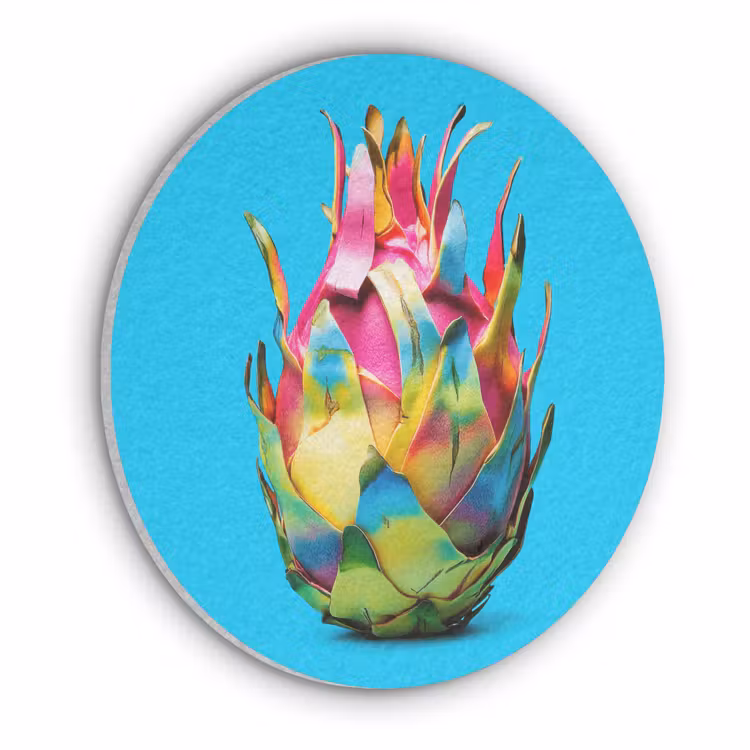 Drakenfruit - Blauw - Levendig Akoestische PET Vilt - Rond klein -3d