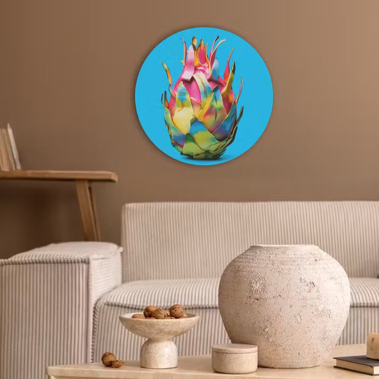 Drakenfruit - Blauw - Levendig Akoestische PET Vilt - Rond klein -sfeer1