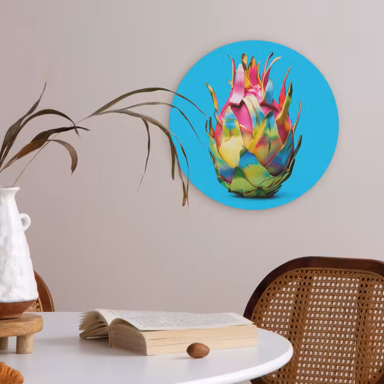 Drakenfruit - Blauw - Levendig Akoestische PET Vilt - Rond klein -sfeer3