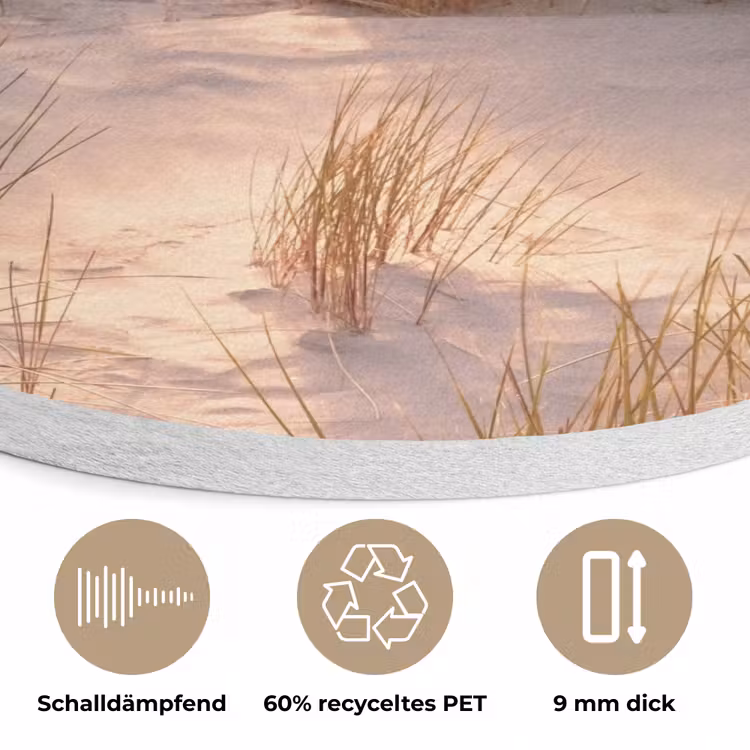 Duin - Planten - Zonsondergang - Strand - Zee Akoestische PET Vilt - Rond klein -closeup_DE