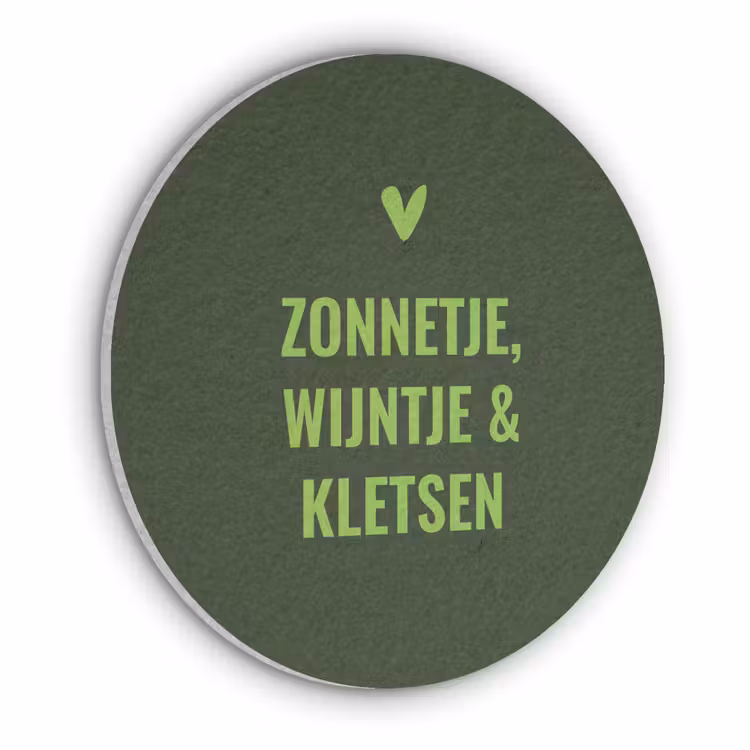 Donkergroen - Quote - Zon - Zomer Akoestische PET Vilt - Rond klein -3d