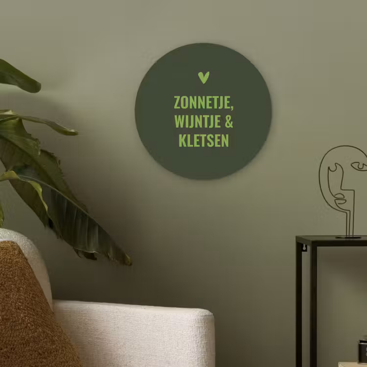 Donkergroen - Quote - Zon - Zomer Akoestische PET Vilt - Rond klein -sfeer2