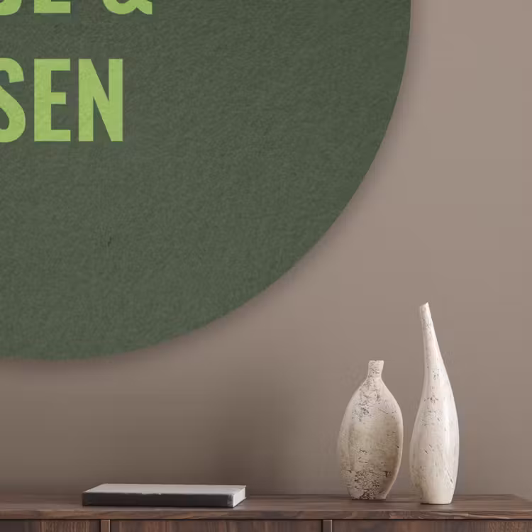 Donkergroen - Quote - Zon - Zomer Akoestische PET Vilt - Rond klein -sfeer5_closeup