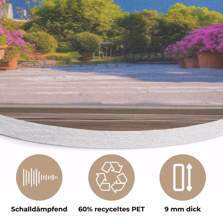 Doorkijk - Berg - Landschap - Uitzicht - Meer Akoestische PET Vilt - Rond klein -closeup_DE