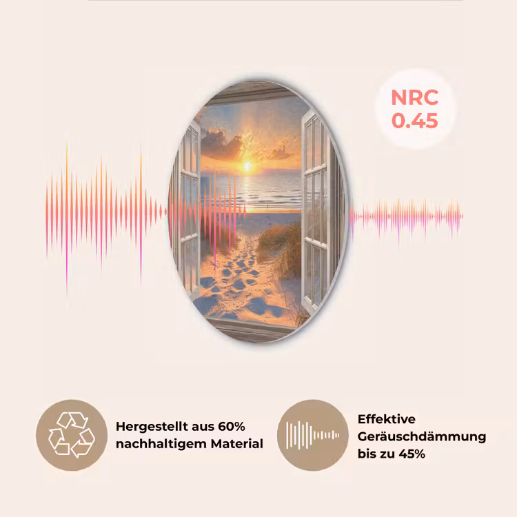 Doorkijk - Strand - Duinen - Zonsondergang Akoestische PET Vilt - Rond klein -USP_DE