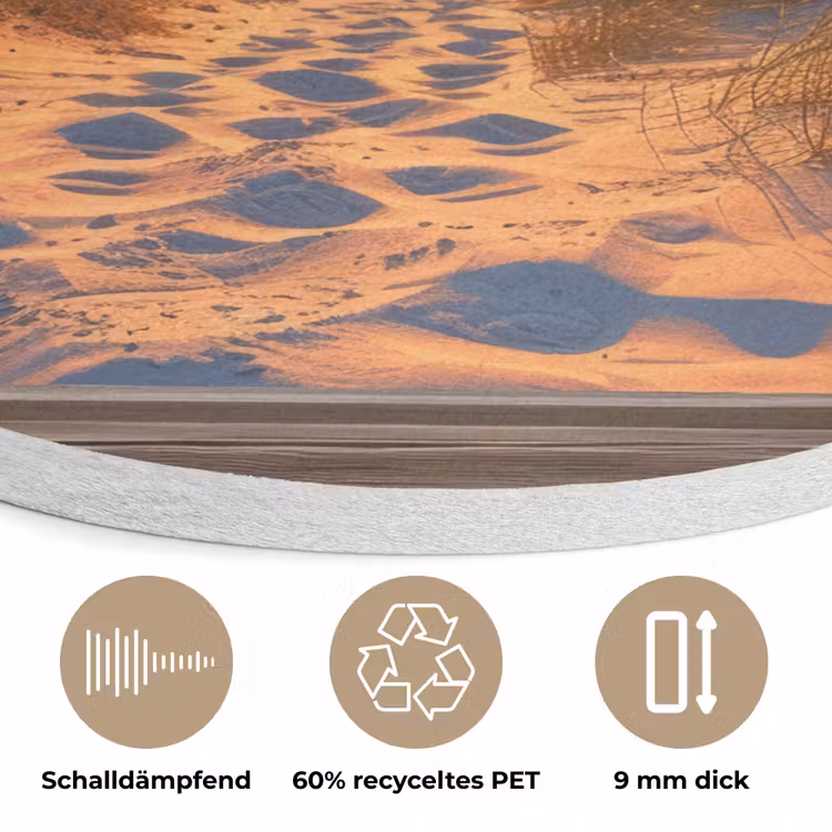 Doorkijk - Strand - Duinen - Zonsondergang Akoestische PET Vilt - Rond klein -closeup_DE