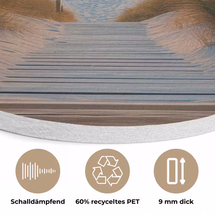 Doorkijk - Strand - Pad - Zonsondergang Akoestische PET Vilt - Rond klein -closeup_DE