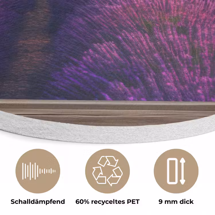 Doorkijk - Lavendel - Landschap - Bloemen - Paars Akoestische PET Vilt - Rond klein -closeup_DE