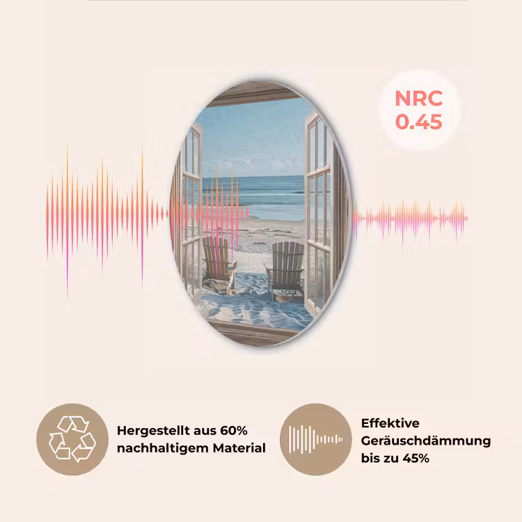 Doorkijk - Strandstoelen - Duinen - Zee - Natuur Akoestische PET Vilt - Rond klein -USP_DE