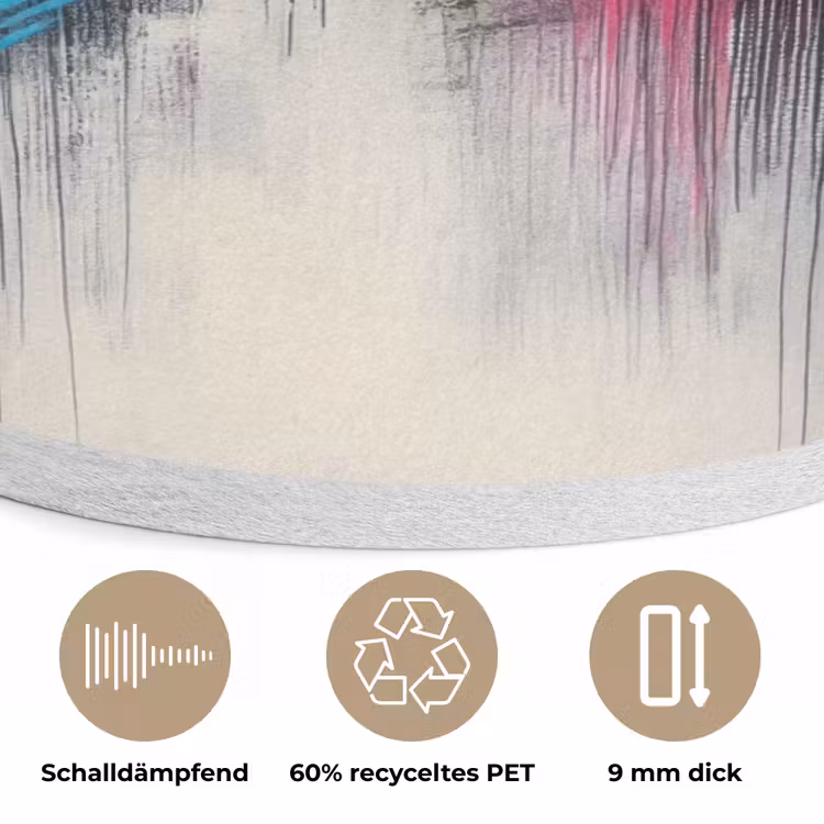 Dynamisch - Abstract - Kleurrijk - Zwart Akoestische PET Vilt - Rond klein -closeup_DE