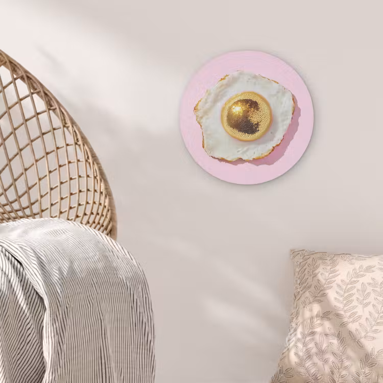 Ei - Disco - Ontbijt - Glitter Akoestische PET Vilt - Rond klein -sfeer4
