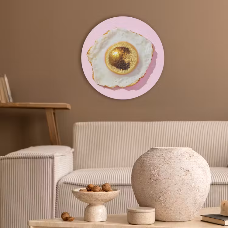 Ei - Disco - Ontbijt - Glitter Akoestische PET Vilt - Rond klein -sfeer1
