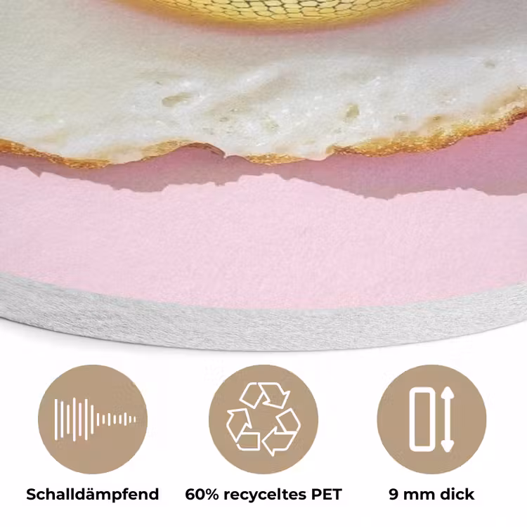 Ei - Disco - Ontbijt - Glitter Akoestische PET Vilt - Rond klein -closeup_DE