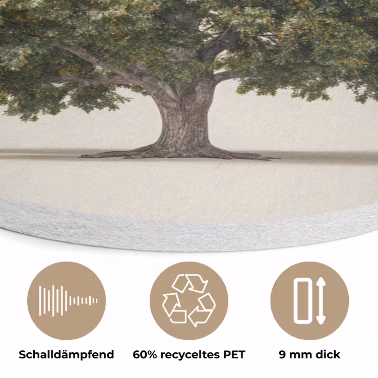 Eikenboom - Groen - Lichte achtergrond Akoestische PET Vilt - Rond klein -closeup_DE