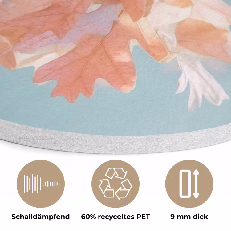 Eikenbladeren - Takken - Roze Akoestische PET Vilt - Rond klein -closeup_DE