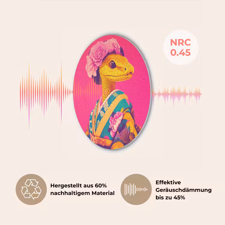 Hagedis - Bloemen - Roze - Kimono Akoestische PET Vilt - Rond klein -USP_DE