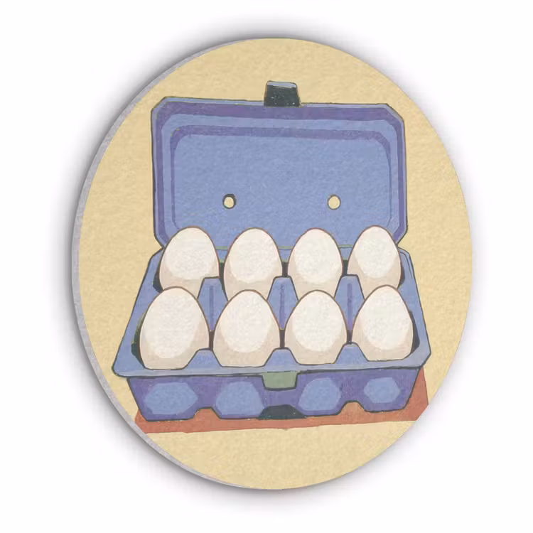 Eieren - Doos - Minimalistisch - Blauw Akoestische PET Vilt - Rond klein -3d
