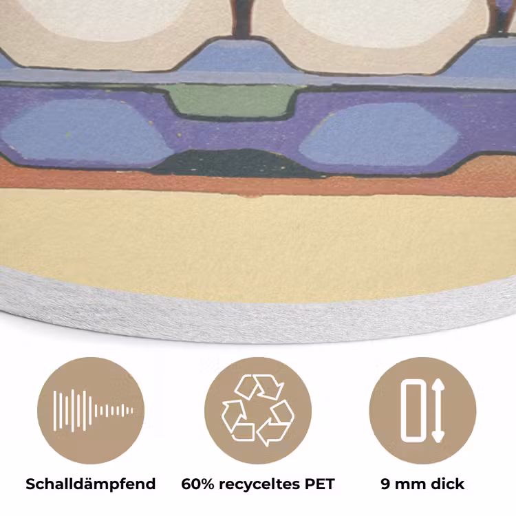 Eieren - Doos - Minimalistisch - Blauw Akoestische PET Vilt - Rond klein -closeup_DE