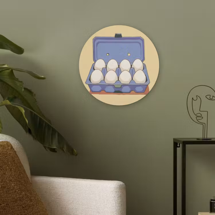 Eieren - Doos - Minimalistisch - Blauw Akoestische PET Vilt - Rond klein -sfeer2