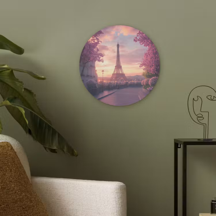 Eiffeltoren - Parijs - Roze Akoestische PET Vilt - Rond klein -sfeer2