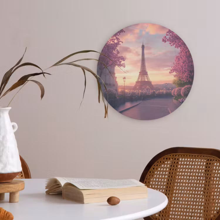 Eiffeltoren - Parijs - Roze Akoestische PET Vilt - Rond klein -sfeer3