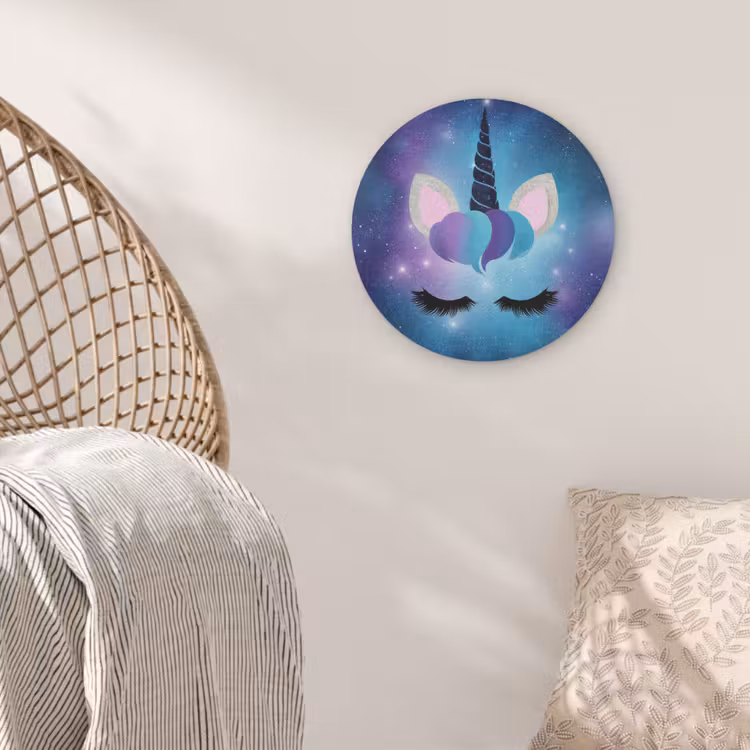Eenhoorn - Sterren - Magisch - Blauw Akoestische PET Vilt - Rond klein -sfeer4