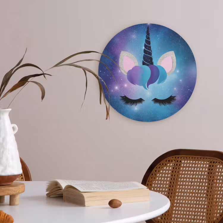 Eenhoorn - Sterren - Magisch - Blauw Akoestische PET Vilt - Rond klein -sfeer3