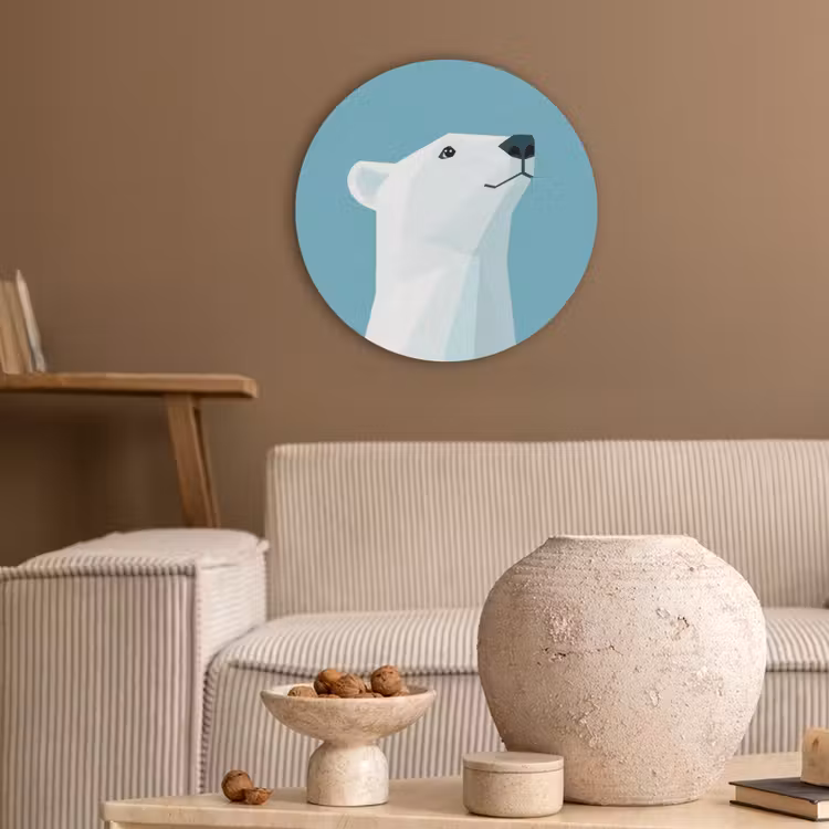Ijsbeer - Lichtblauw - Minimalistisch Akoestische PET Vilt - Rond klein -sfeer1