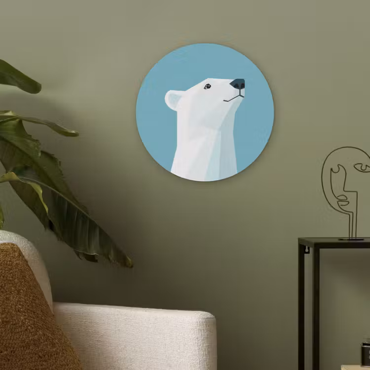 Ijsbeer - Lichtblauw - Minimalistisch Akoestische PET Vilt - Rond klein -sfeer2