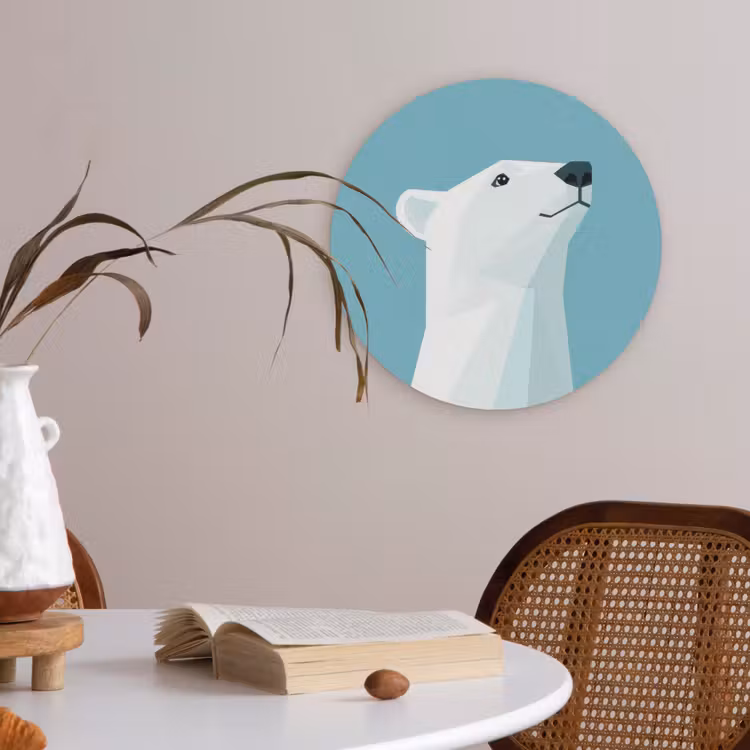 Ijsbeer - Lichtblauw - Minimalistisch Akoestische PET Vilt - Rond klein -sfeer3