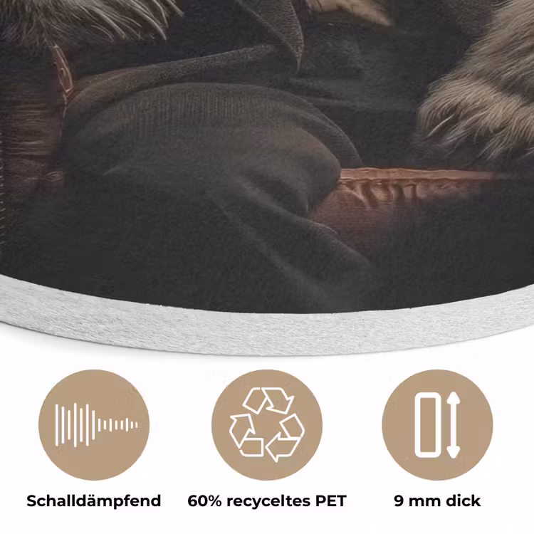 Ijsbeer - Hoed - Bril - Stoel Akoestische PET Vilt - Rond klein -closeup_DE