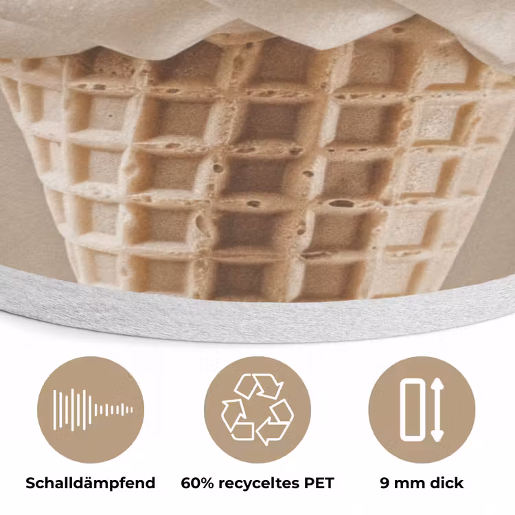IJs - Softijs - Romig - Hoorntje - Beige Akoestische PET Vilt - Rond klein -closeup_DE