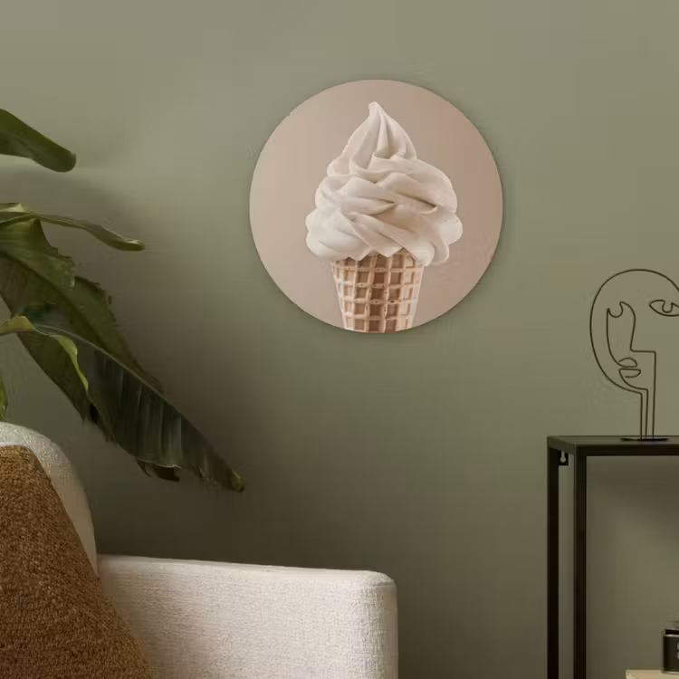 IJs - Softijs - Romig - Hoorntje - Beige Akoestische PET Vilt - Rond klein -sfeer2