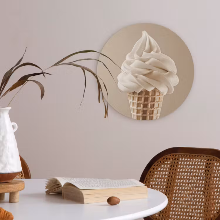 IJs - Softijs - Romig - Hoorntje - Beige Akoestische PET Vilt - Rond klein -sfeer3